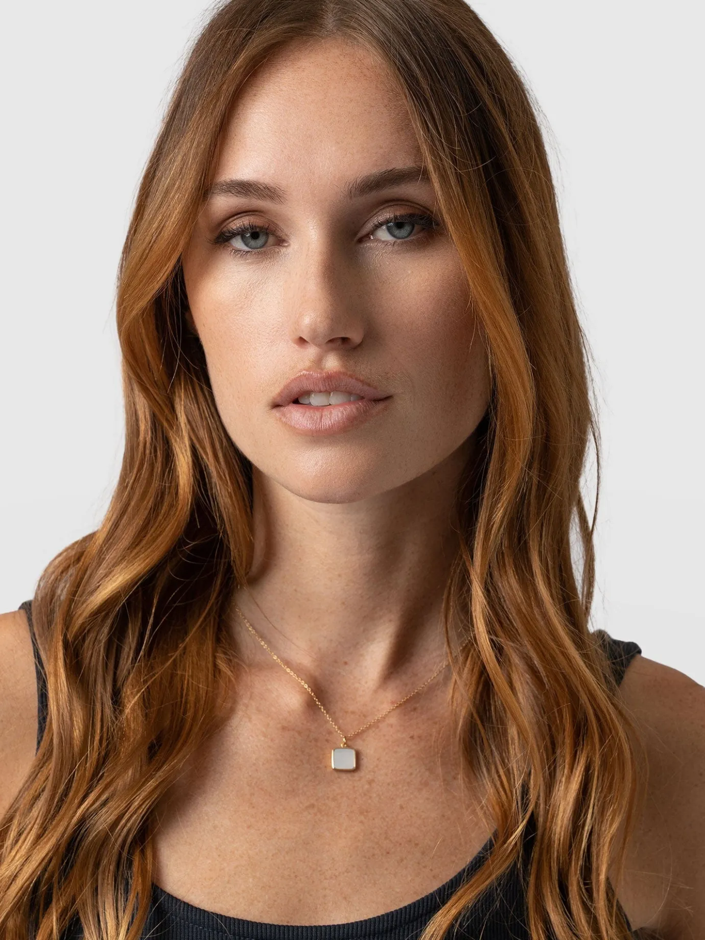 Jewelry|Necklaces|Saint and Sofia Iridescence Square Charm Necklace - Gold