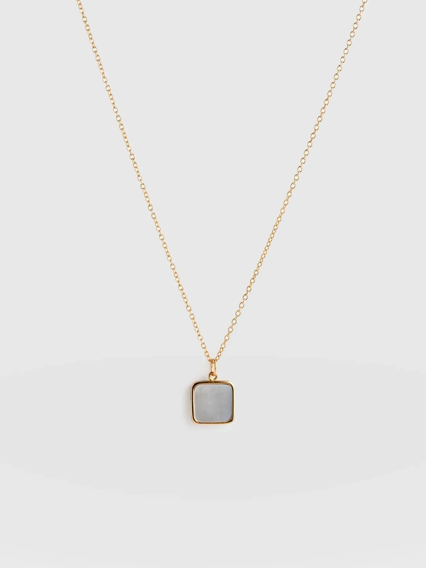 Jewelry|Necklaces|Saint and Sofia Iridescence Square Charm Necklace - Gold