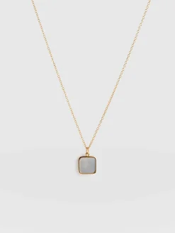 Jewelry|Necklaces|Saint and Sofia Iridescence Square Charm Necklace - Gold