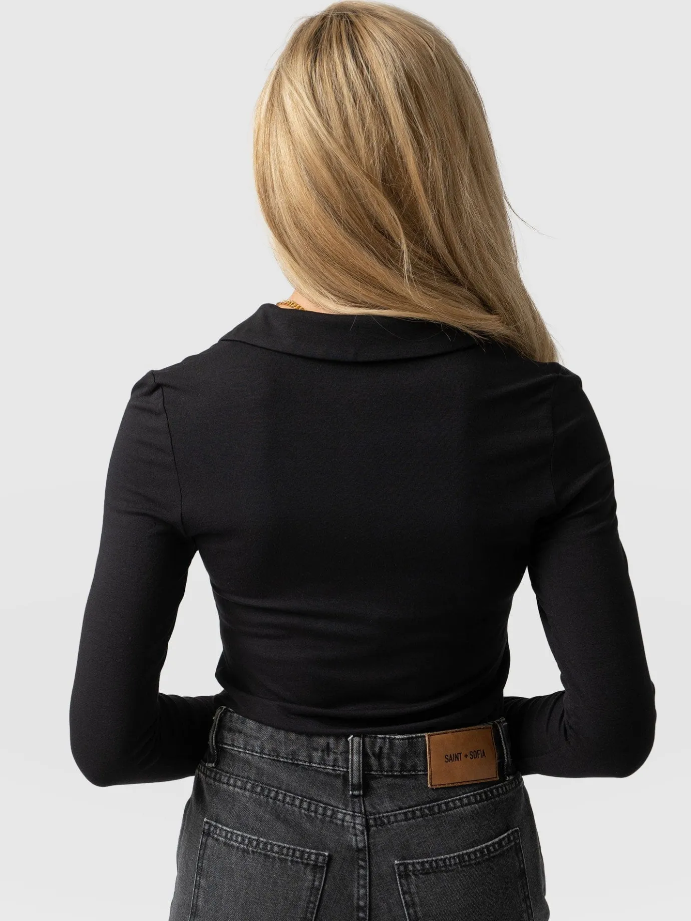 T-shirts & Tanks|Saint and Sofia Isla Polo Tee - Black
