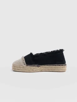 Shoes|Saint and Sofia Ivy Frayed Espadrille Pumps - Black