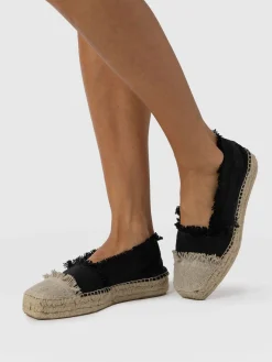 Shoes|Saint and Sofia Ivy Frayed Espadrille Pumps - Black