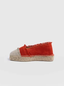 Shoes|Saint and Sofia Ivy Frayed Espadrille Pumps - Orange