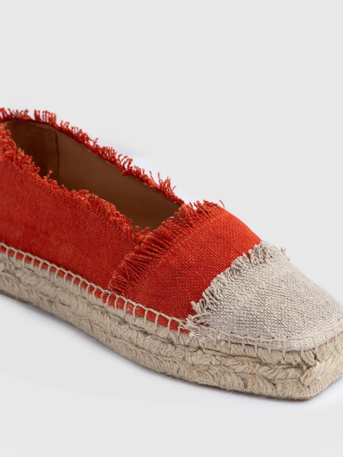 Shoes|Saint and Sofia Ivy Frayed Espadrille Pumps - Orange