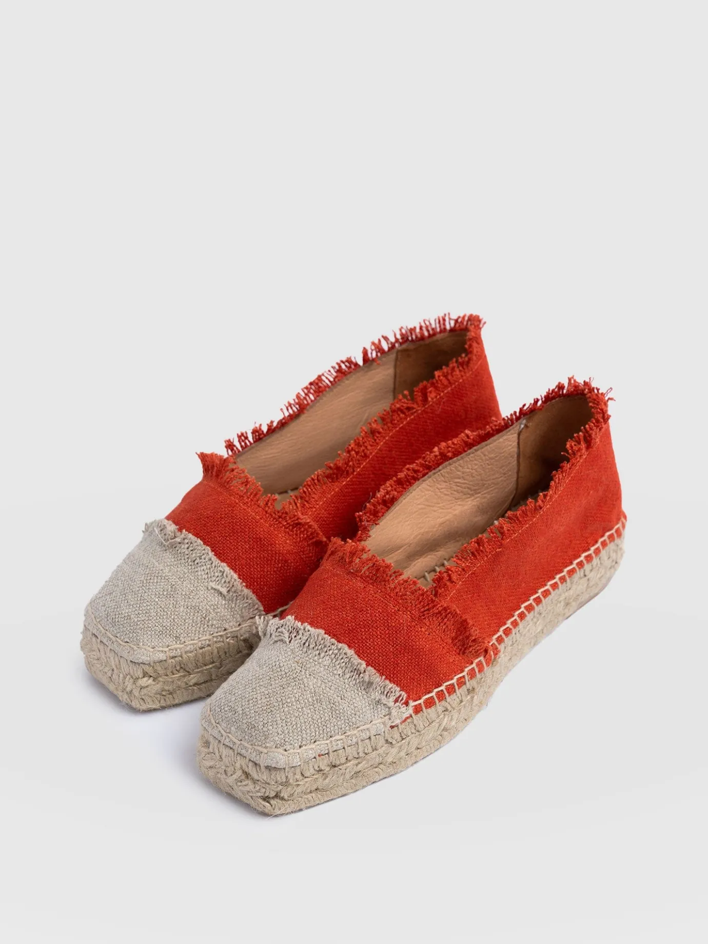 Shoes|Saint and Sofia Ivy Frayed Espadrille Pumps - Orange