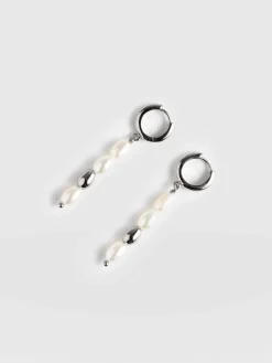 Jewelry|Saint and Sofia Jacqueline Pearl Drop Earrings - Silver