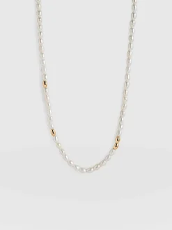 Gold Jewelry|Jewelry|Saint and Sofia Jacqueline Pearl Necklace - Gold