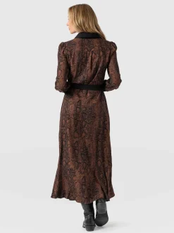 Dresses|Saint and Sofia Jacqueline Shirt Dress - Brown Snake
