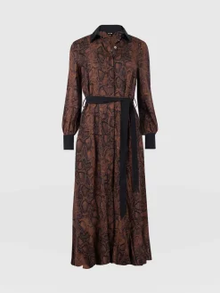 Dresses|Saint and Sofia Jacqueline Shirt Dress - Brown Snake