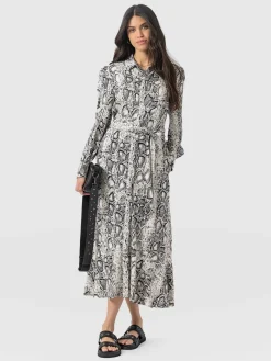 Dresses|Saint and Sofia Jacqueline Shirt Dress - Cream Snake