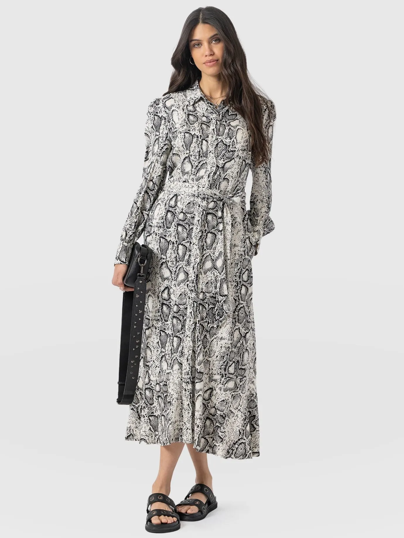 Dresses|Saint and Sofia Jacqueline Shirt Dress - Cream Snake