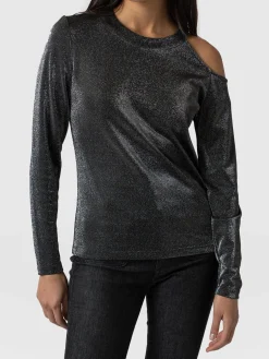 T-shirts & Tanks|Saint and Sofia Jasna Cold Shoulder Tee - Silver