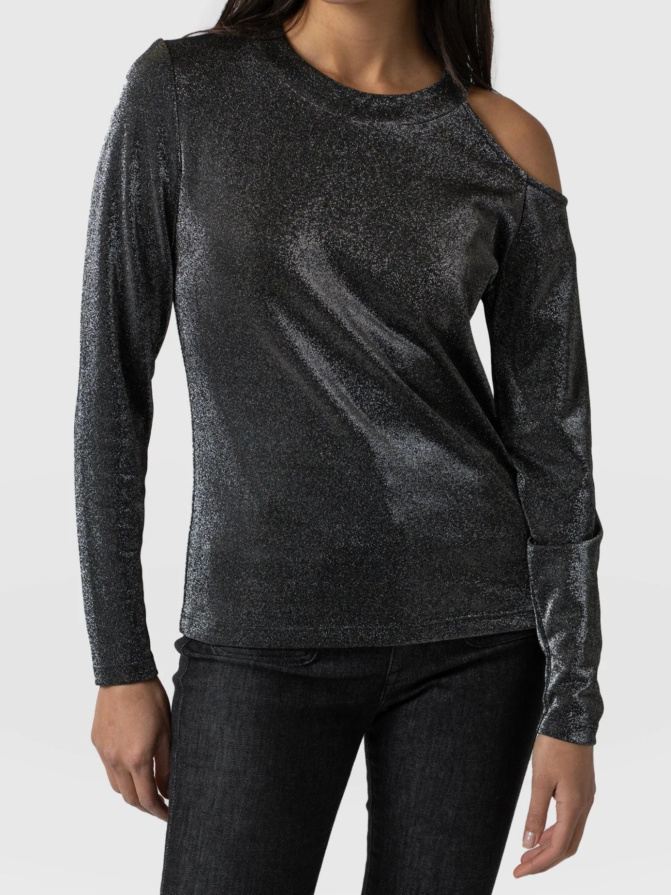 T-shirts & Tanks|Saint and Sofia Jasna Cold Shoulder Tee - Silver
