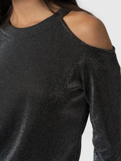 T-shirts & Tanks|Saint and Sofia Jasna Cold Shoulder Tee - Silver