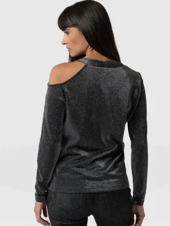 T-shirts & Tanks|Saint and Sofia Jasna Cold Shoulder Tee - Silver