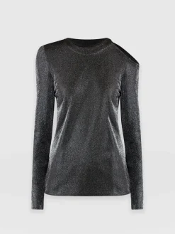 T-shirts & Tanks|Saint and Sofia Jasna Cold Shoulder Tee - Silver