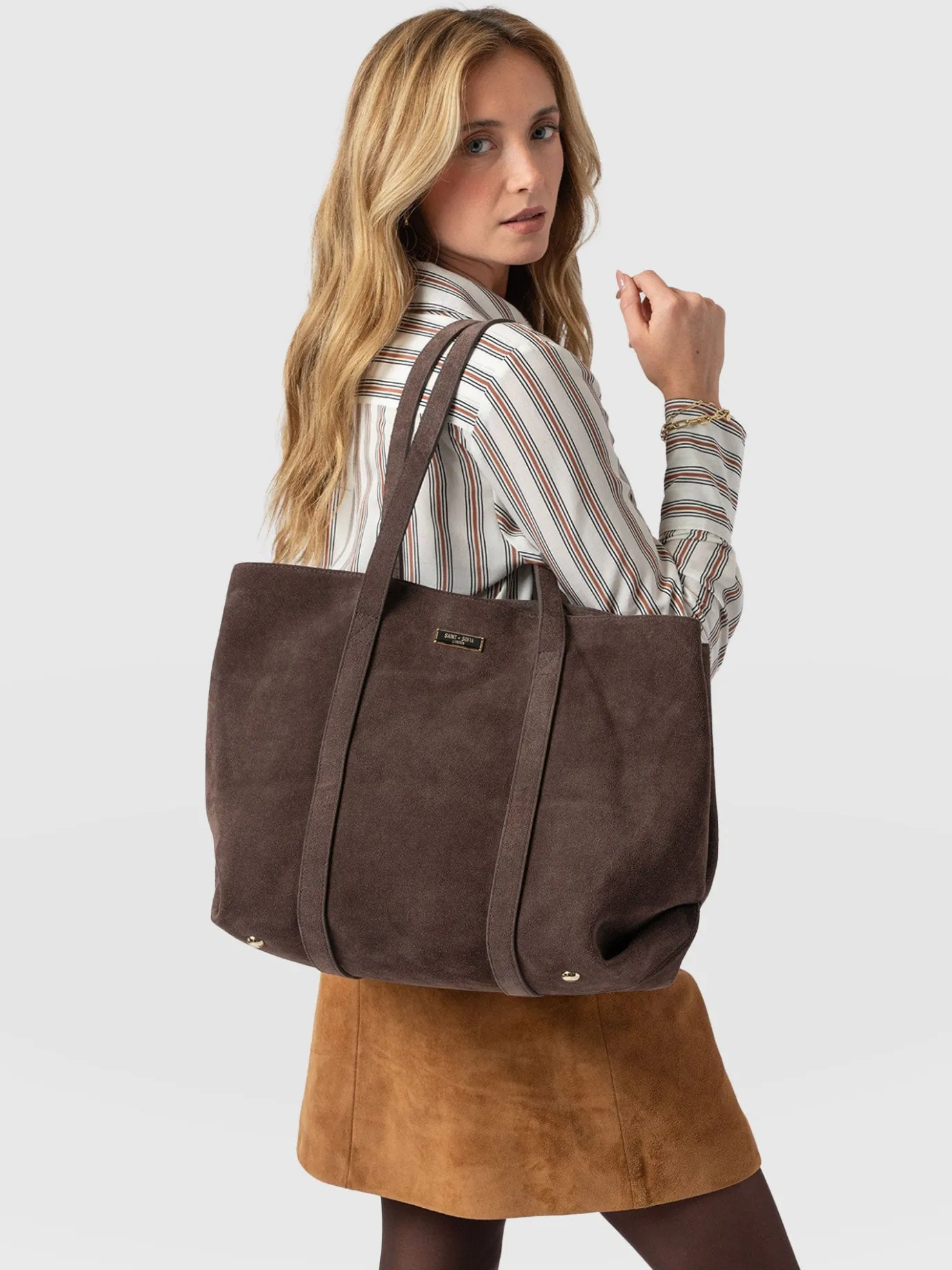 Tote Bags|Leather Bags|Saint and Sofia Kara Shopper Bag - Brown