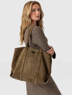 Accessories|Shoulder Bags|Saint and Sofia Kara Shopper Bag - Khaki