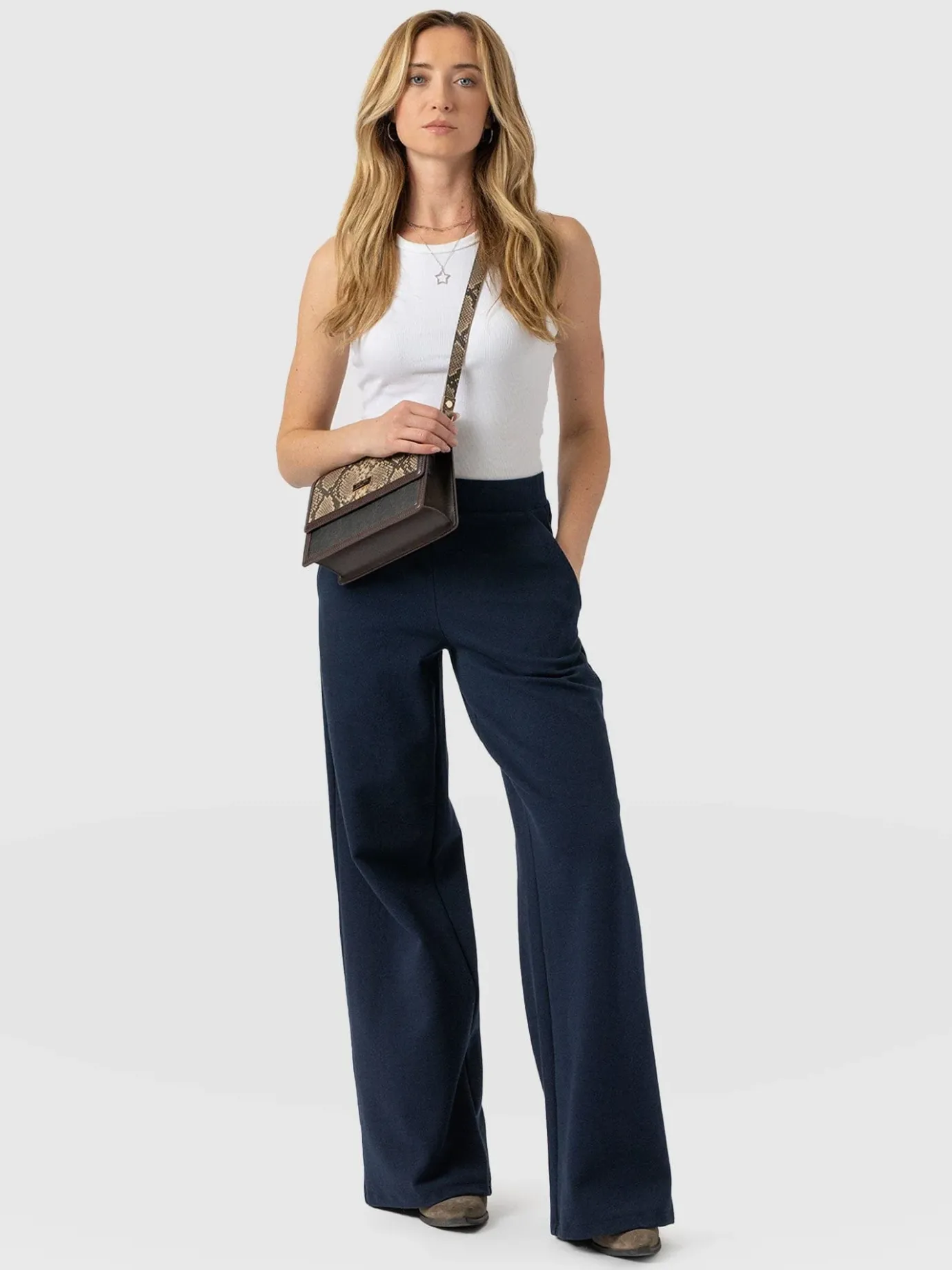 Pants|Saint and Sofia Keller Wide Leg Pant - Navy Twill