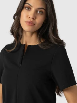 T-shirts & Tanks|Saint and Sofia Keller Zip Up Tee - Black