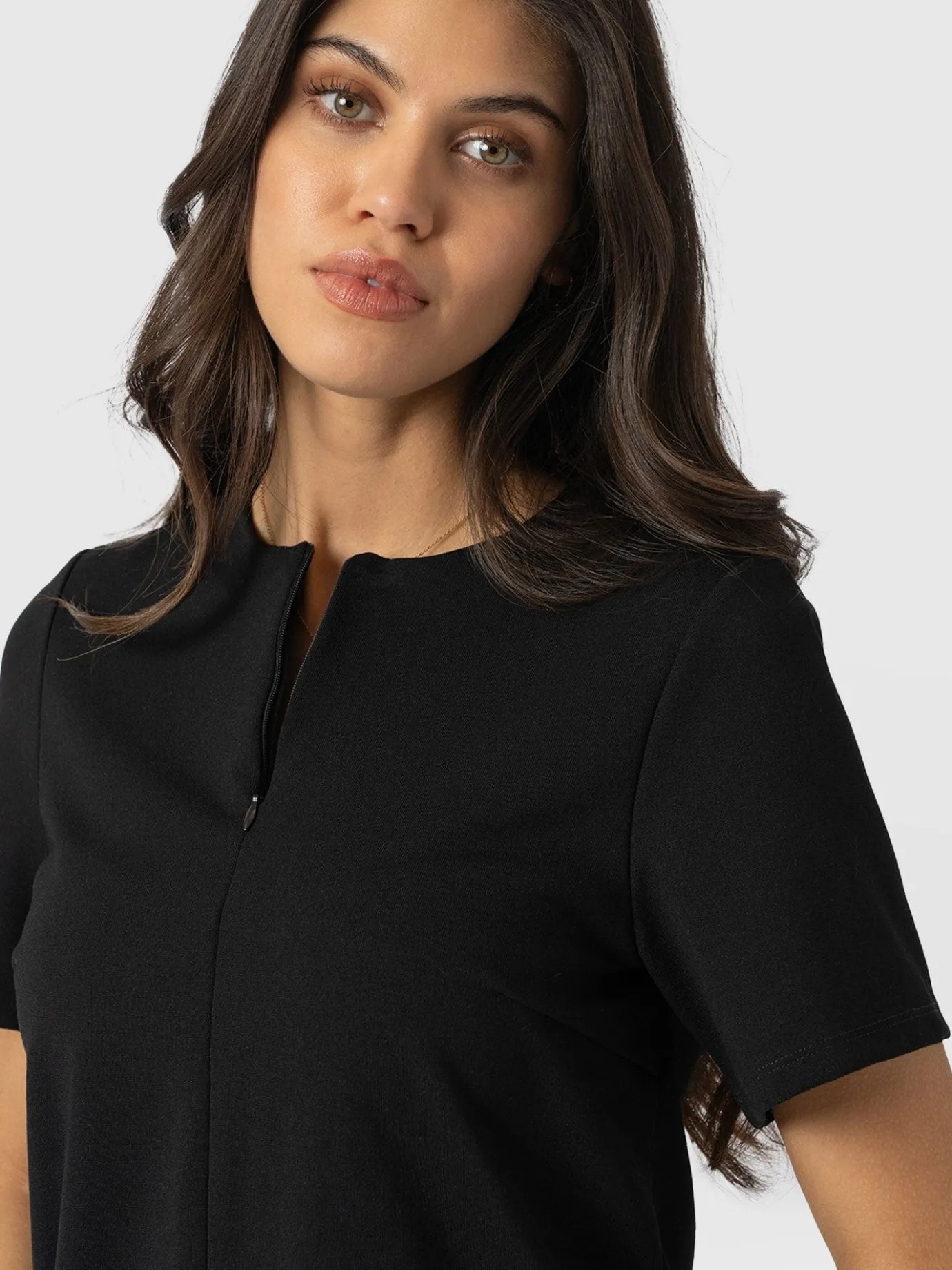 T-shirts & Tanks|Saint and Sofia Keller Zip Up Tee - Black