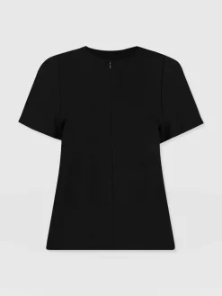 T-shirts & Tanks|Saint and Sofia Keller Zip Up Tee - Black