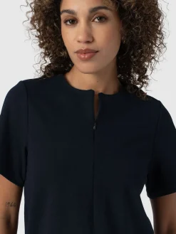 T-shirts & Tanks|Saint and Sofia Keller Zip Up Tee - Navy