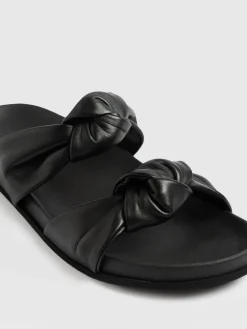 Sandals|Leather|Saint and Sofia Kingston Knot Sandal - Black