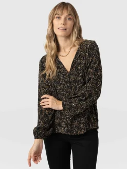 Blouses & Shirts|Saint and Sofia Kristen Blouse - Ditsy Leopard
