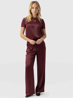 Pants|Saint and Sofia Langley Wide Leg Pant - Maroon