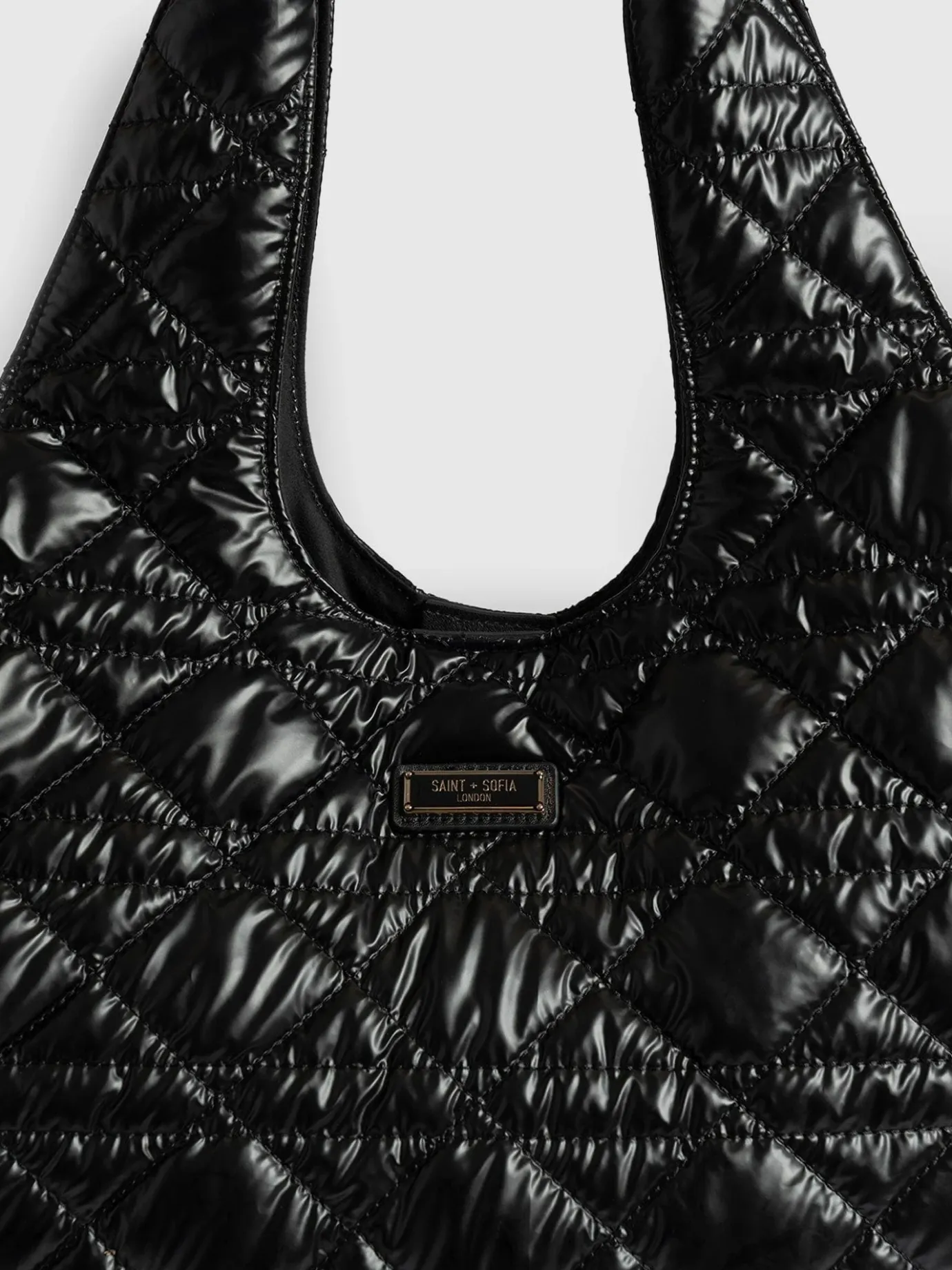 Accessories|Shoulder Bags|Saint and Sofia Large Stella Quilted Shoulder Tote Bag - Black