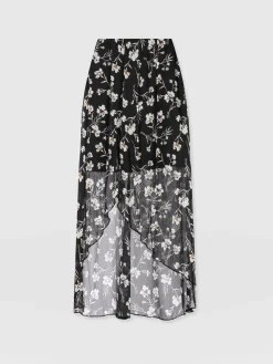 Skirts|Saint and Sofia Lexi High Low Skirt - Black Spring Floral
