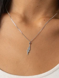 Silver Jewelry|Jewelry|Saint and Sofia Lightning Necklace - Silver