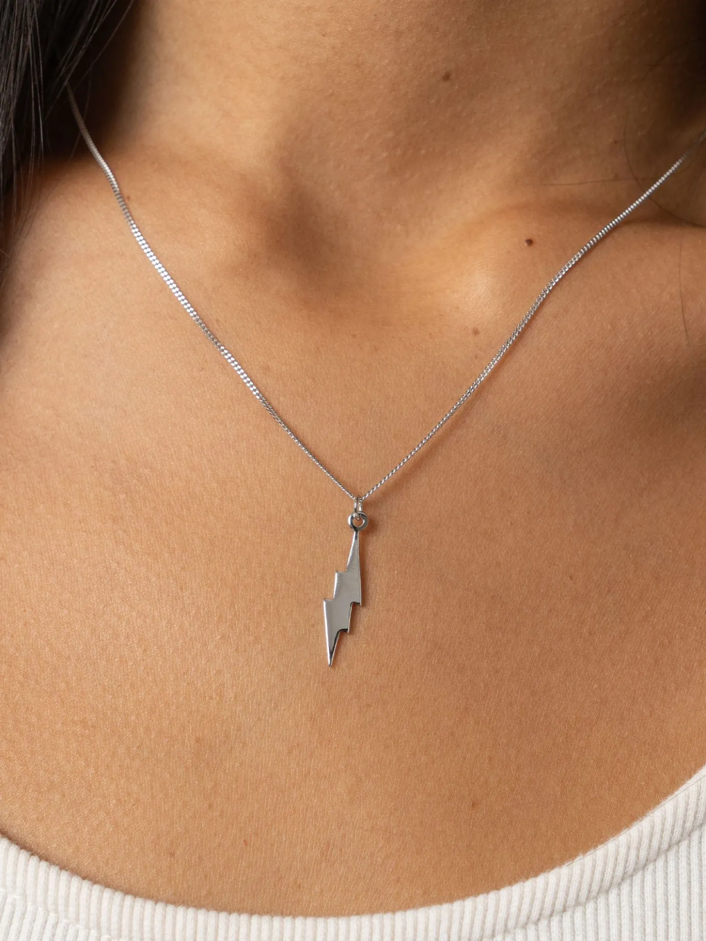 Silver Jewelry|Jewelry|Saint and Sofia Lightning Necklace - Silver
