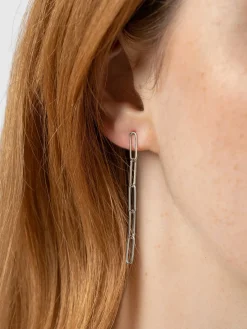 Silver Jewelry|Jewelry|Saint and Sofia Link Chain Drop Earrings - Silver