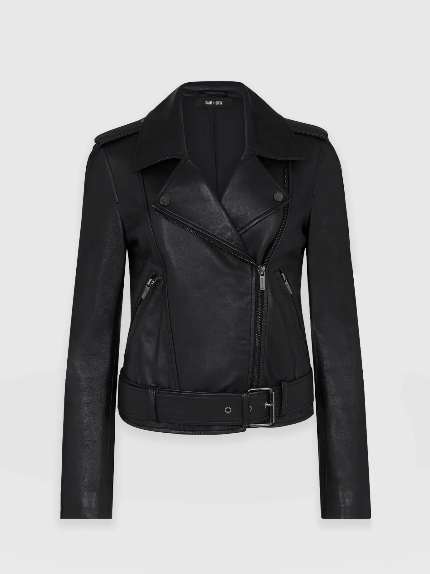 Leather|Coats & Jackets|Saint and Sofia Luther Leather Jacket - Black