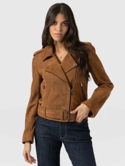 Coats & Jackets|Leather|Saint and Sofia Luther Suede Jacket - Camel