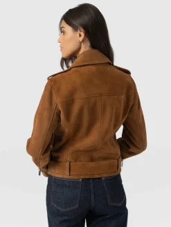 Coats & Jackets|Leather|Saint and Sofia Luther Suede Jacket - Camel