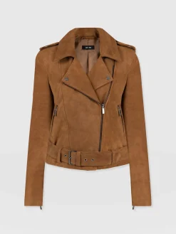 Coats & Jackets|Leather|Saint and Sofia Luther Suede Jacket - Camel