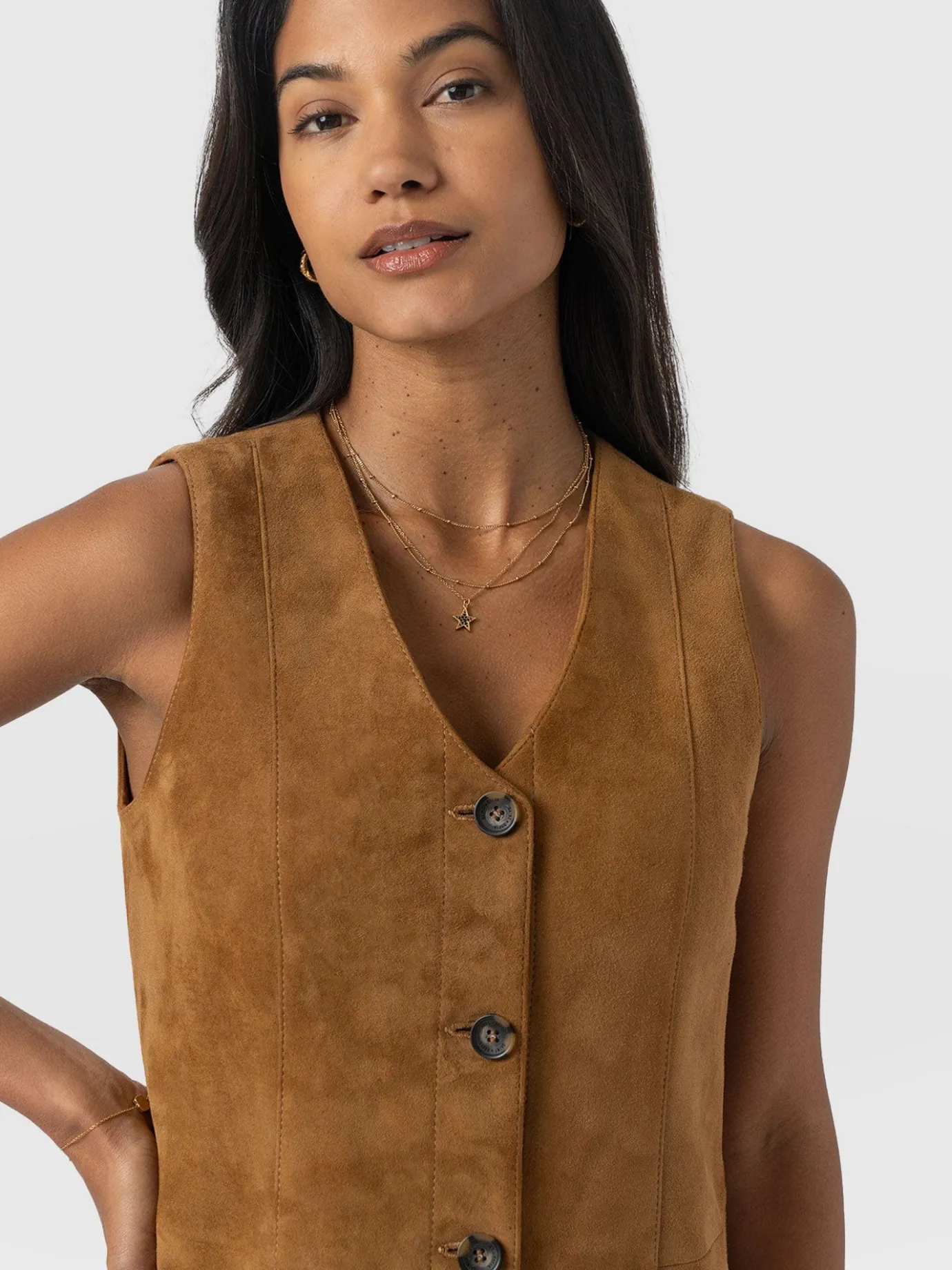 Leather|Dresses|Saint and Sofia Luther Suede Mini Dress - Camel