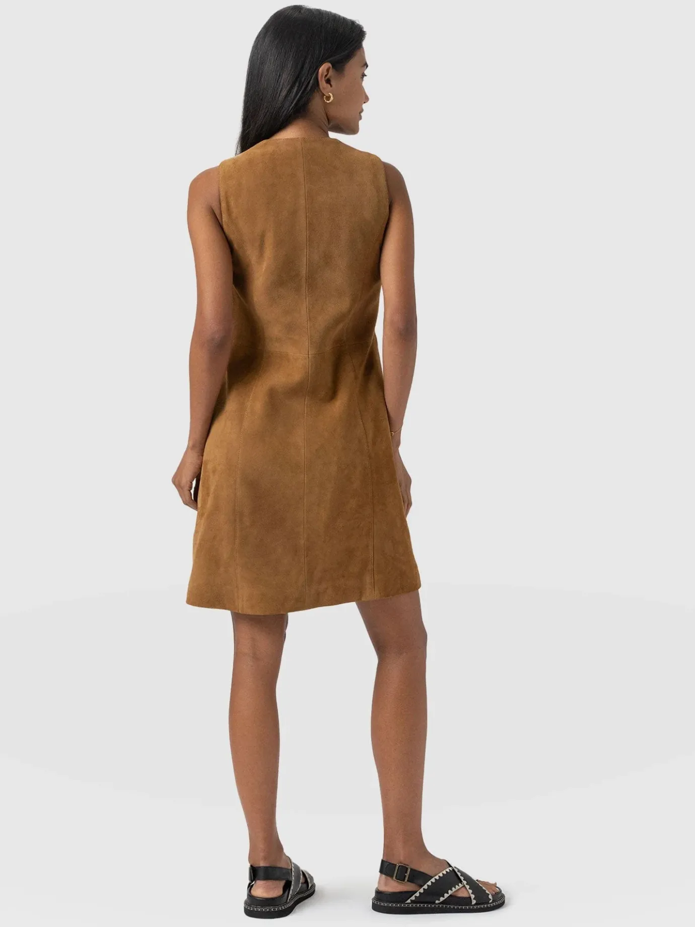 Leather|Dresses|Saint and Sofia Luther Suede Mini Dress - Camel