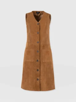 Leather|Dresses|Saint and Sofia Luther Suede Mini Dress - Camel
