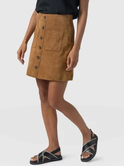 Skirts|Leather|Saint and Sofia Luther Suede Mini Skirt - Camel