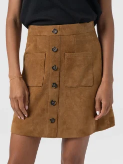 Skirts|Leather|Saint and Sofia Luther Suede Mini Skirt - Camel