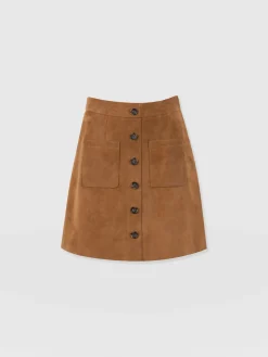 Skirts|Leather|Saint and Sofia Luther Suede Mini Skirt - Camel