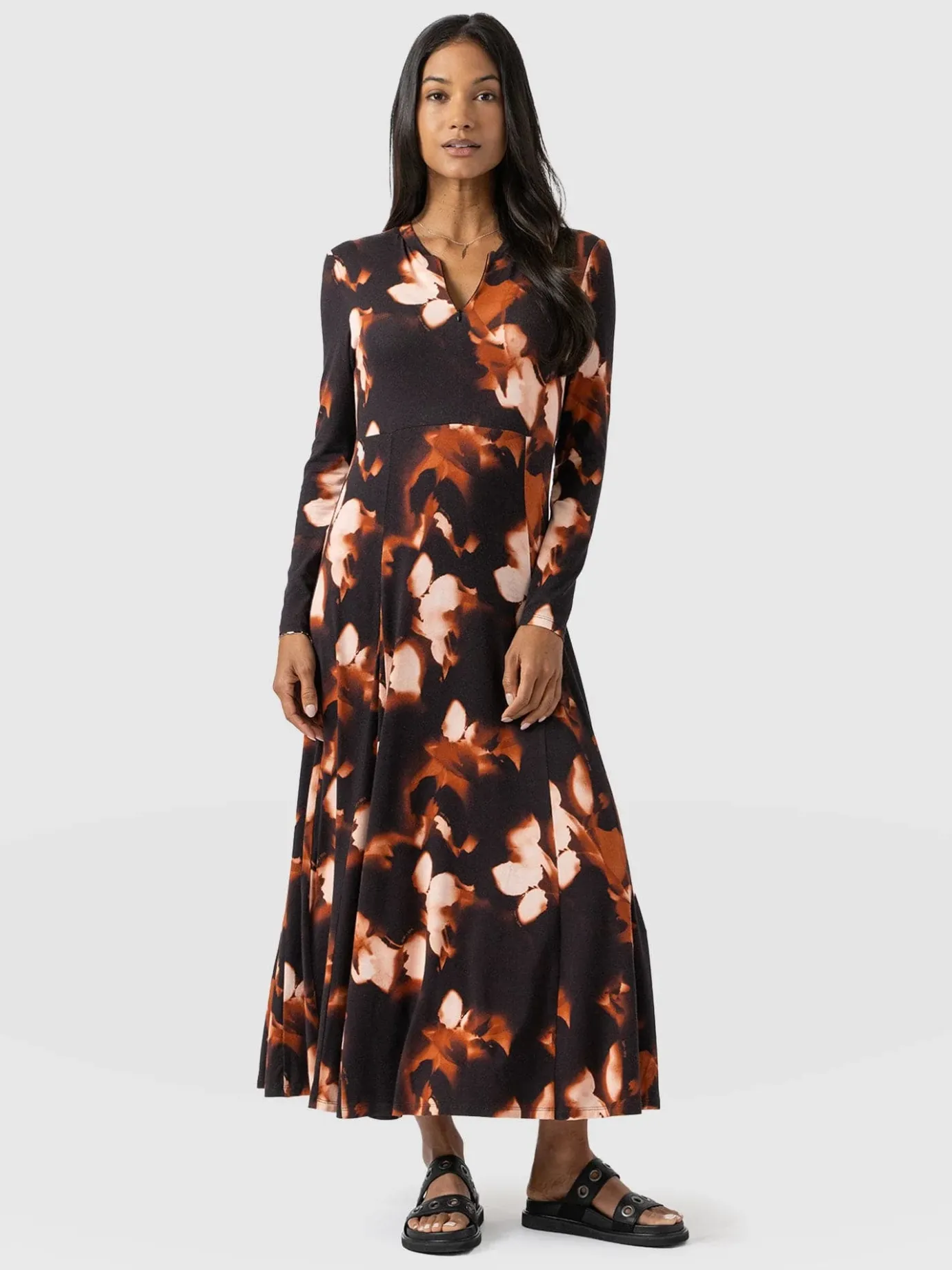 Dresses|Saint and Sofia Macie Zip Up Dress - Orange Aurora