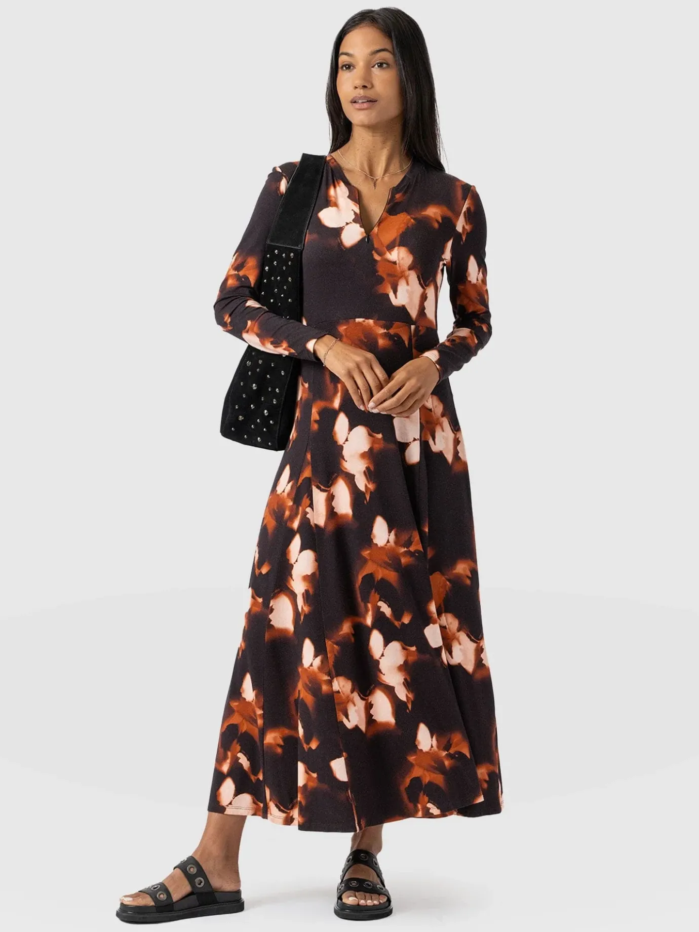 Dresses|Saint and Sofia Macie Zip Up Dress - Orange Aurora