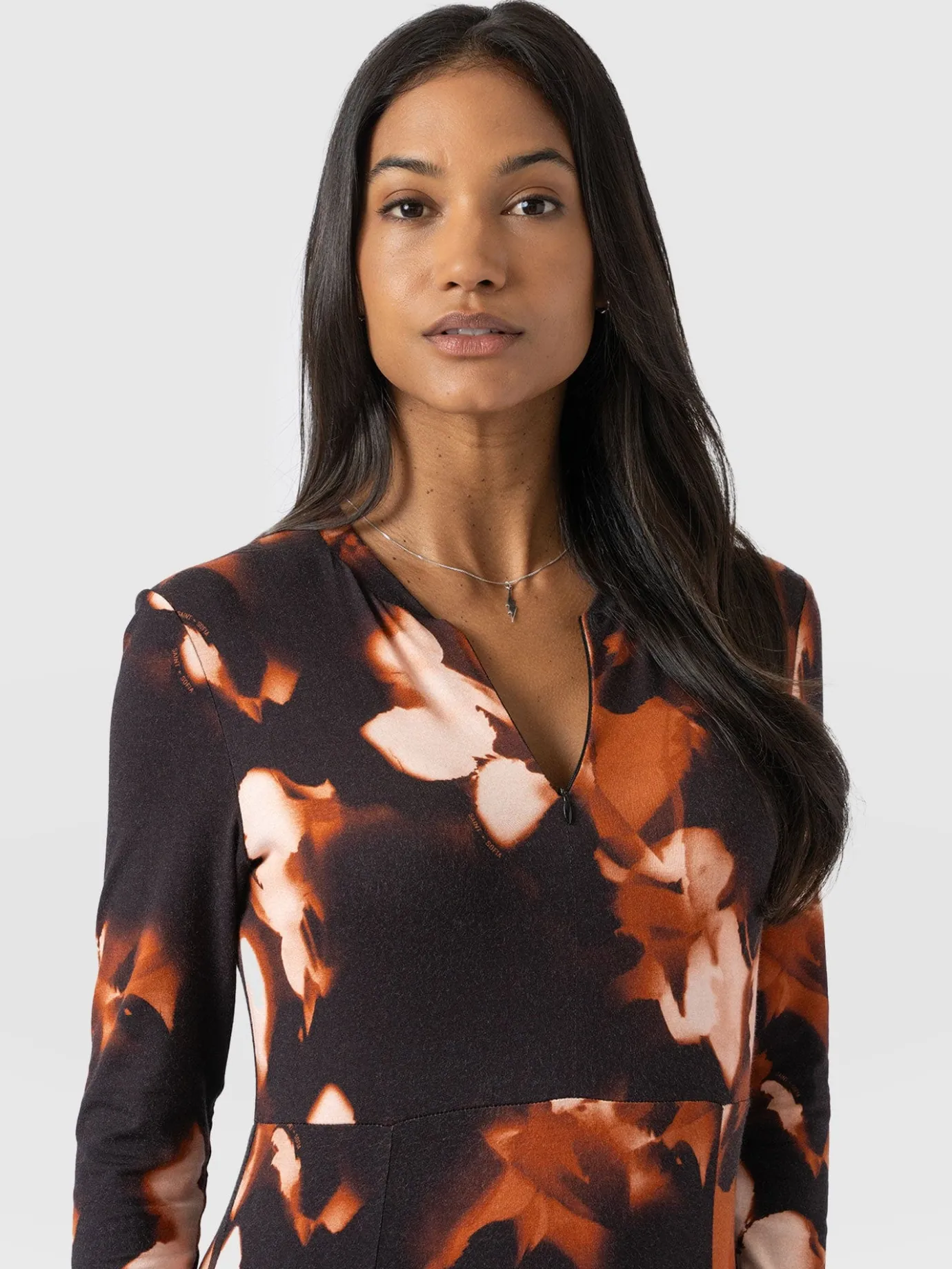 Dresses|Saint and Sofia Macie Zip Up Dress - Orange Aurora
