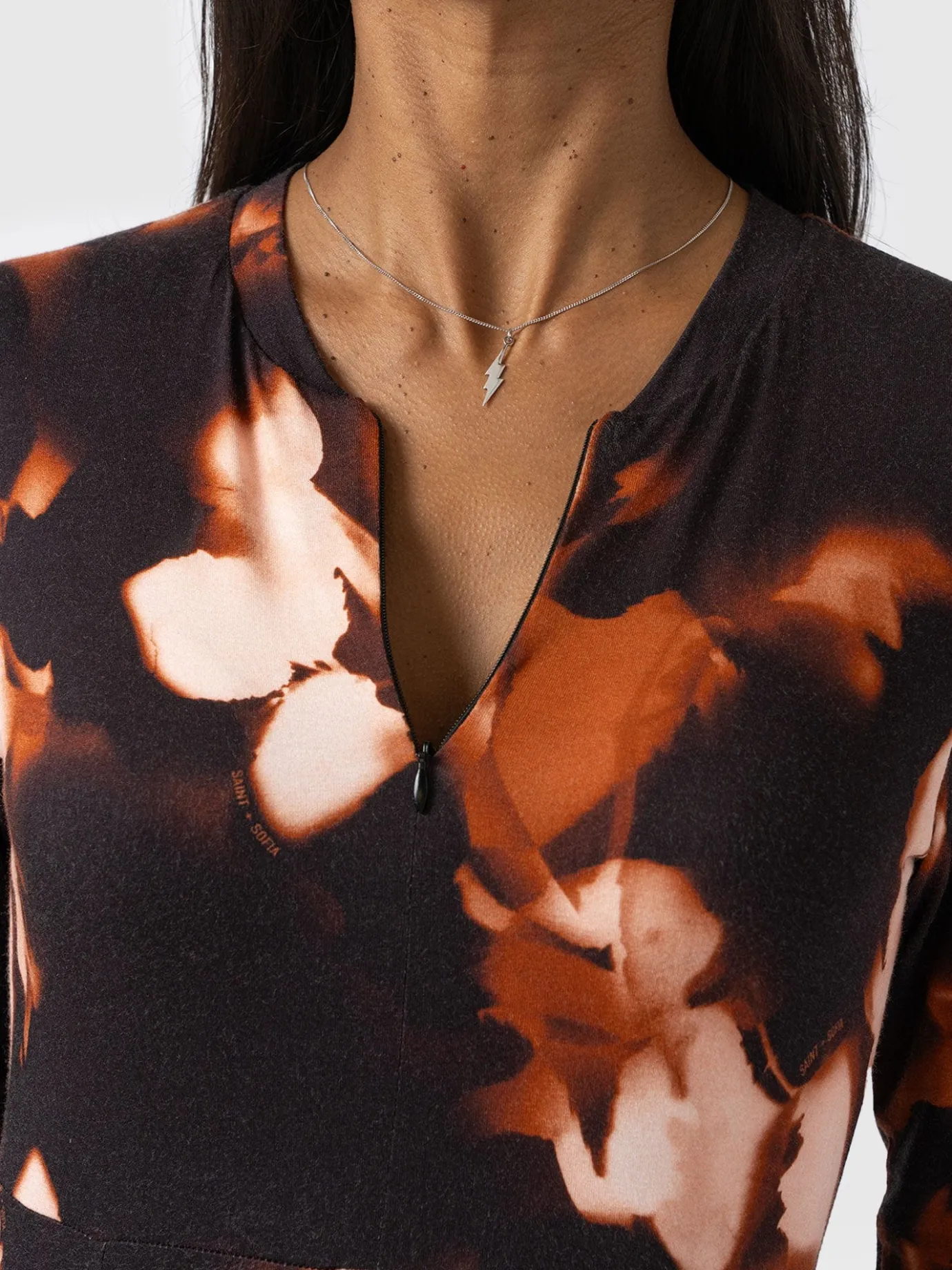 Dresses|Saint and Sofia Macie Zip Up Dress - Orange Aurora