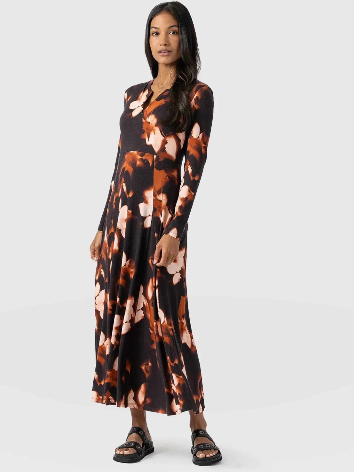 Dresses|Saint and Sofia Macie Zip Up Dress - Orange Aurora